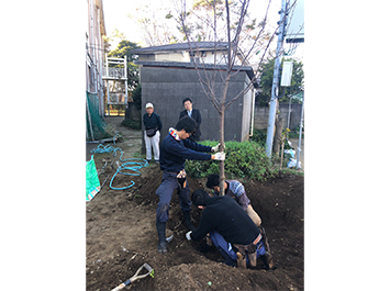 千葉県船橋市内　公立小学校内　植樹の様子